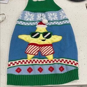 Beach themed Holiday Knit Dog Sweater
